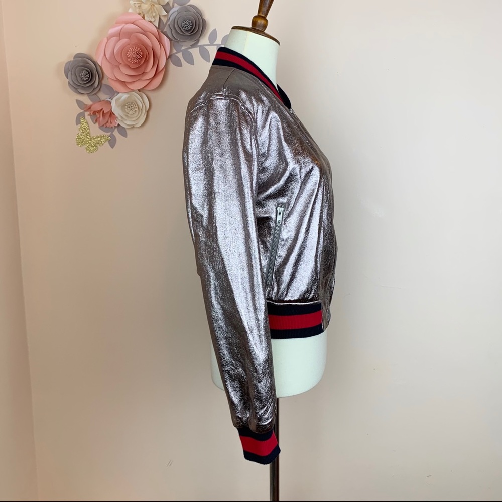 HONEY PUNCH Rose Gold Metallic Bomber - Picture 9 of 11